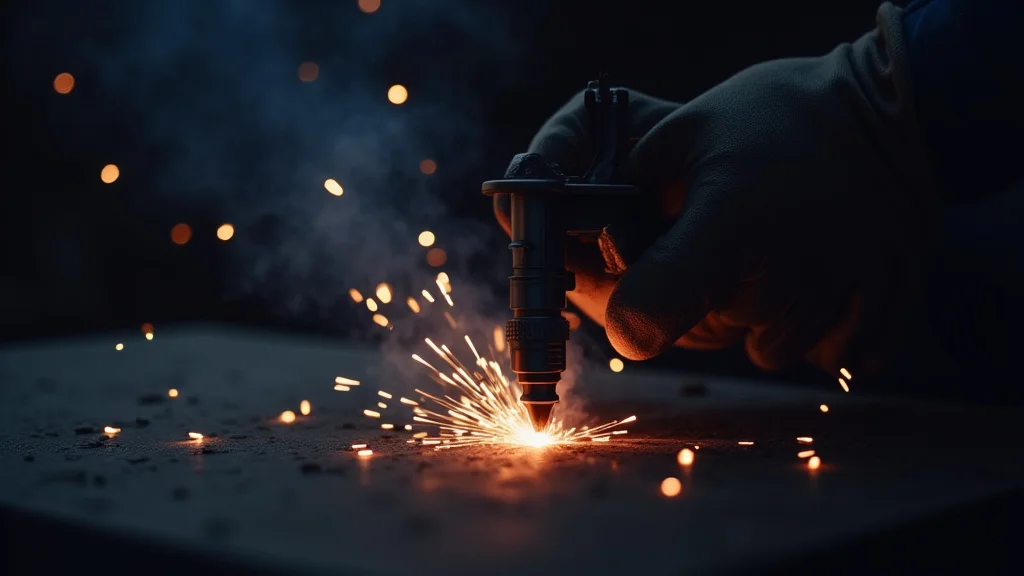 The image shows a welding machine with a visible issue, hinting at troubleshooting for Welding Machine Not Cooling Properly? Try This.