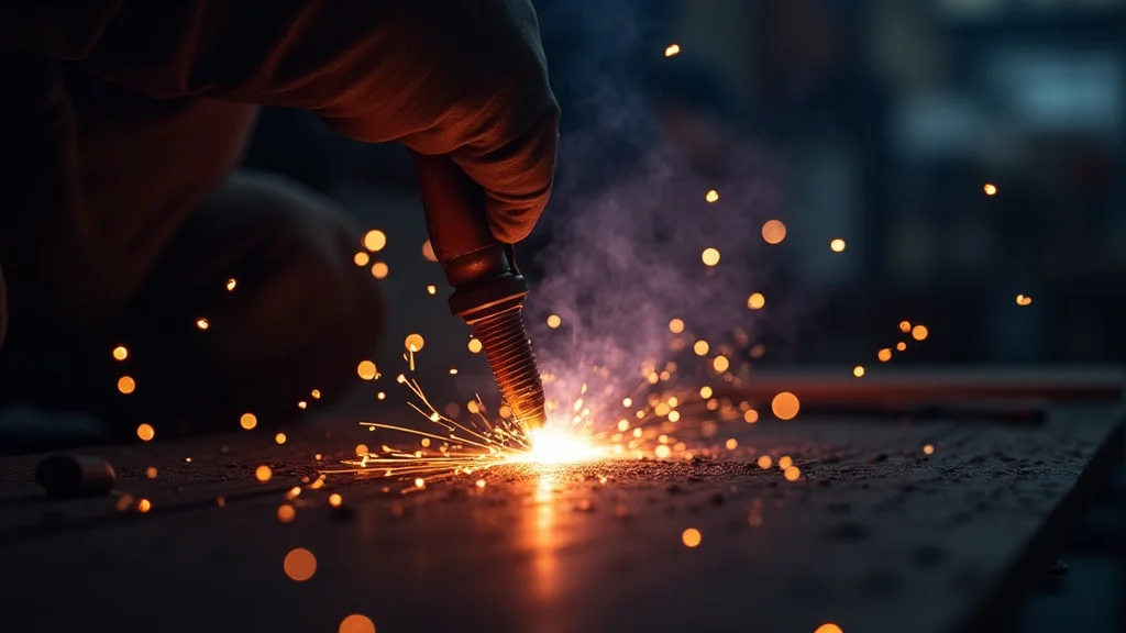 The image shows a welding machine with connected cables, possibly indicating a fix for a welding machine not heating properly.
