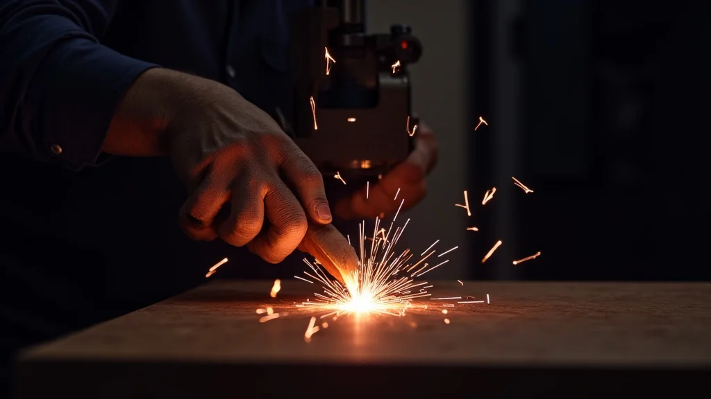 The image shows a welding machine with excessive sparks, illustrating the problem of Welding Machine Sparks Too Much? Troubleshoot.