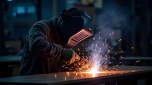 This image shows a welding machine with a connected power cable, relevant to issues of welding machine won't reach full power.