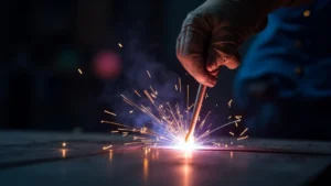 The image shows a close-up of a TIG welded joint, highlighting common welding defects to be aware of.