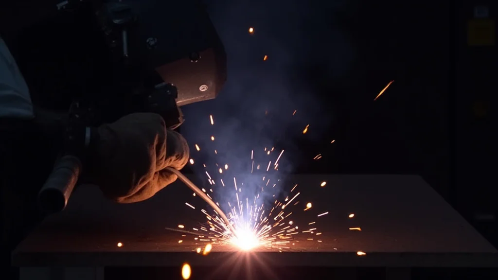 The image shows molten metal droplets, illustrating common causes of welding spatter in an informative blog post.