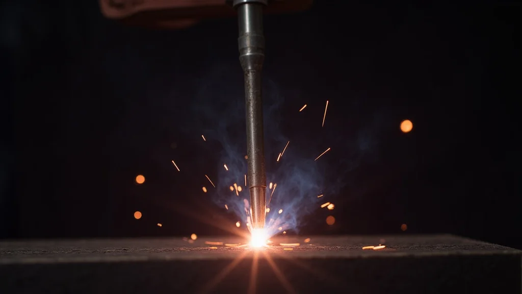 The image shows a welding arc with sputtering and instability, illustrating why my stick welder arc is unstable.
