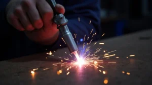 The image shows a broken stick welding electrode, illustrating why your electrode is breaking.