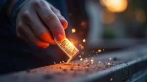 The image shows a TIG welding torch with a detached tungsten electrode, illustrating why a TIG arc falls out.