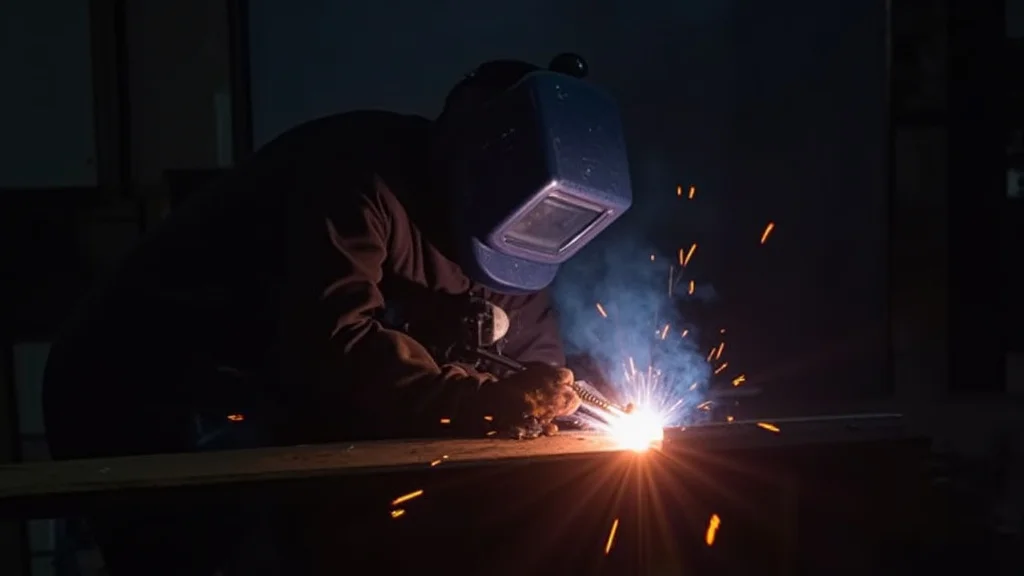 The image shows a welding machine with a connected torch, illustrating a common issue with why is my welding machine not heating properly.