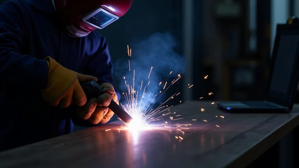 The image shows a welding machine with its power dial turned up, illustrating why it might not be reaching full power.