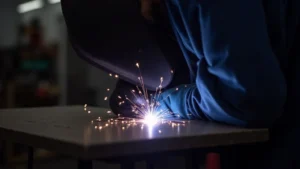 The image shows a close-up of a welding gun trigger, hinting at the welding machine trigger not responding issue.